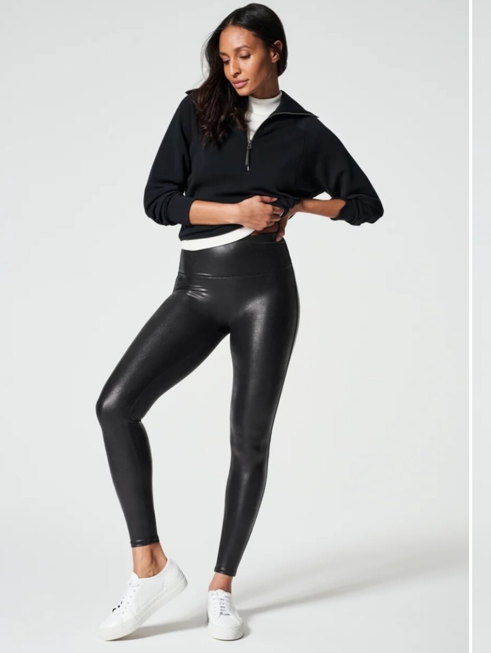 SPANXshape Faux Leather Leggings Black High Rise Shaping Leggings